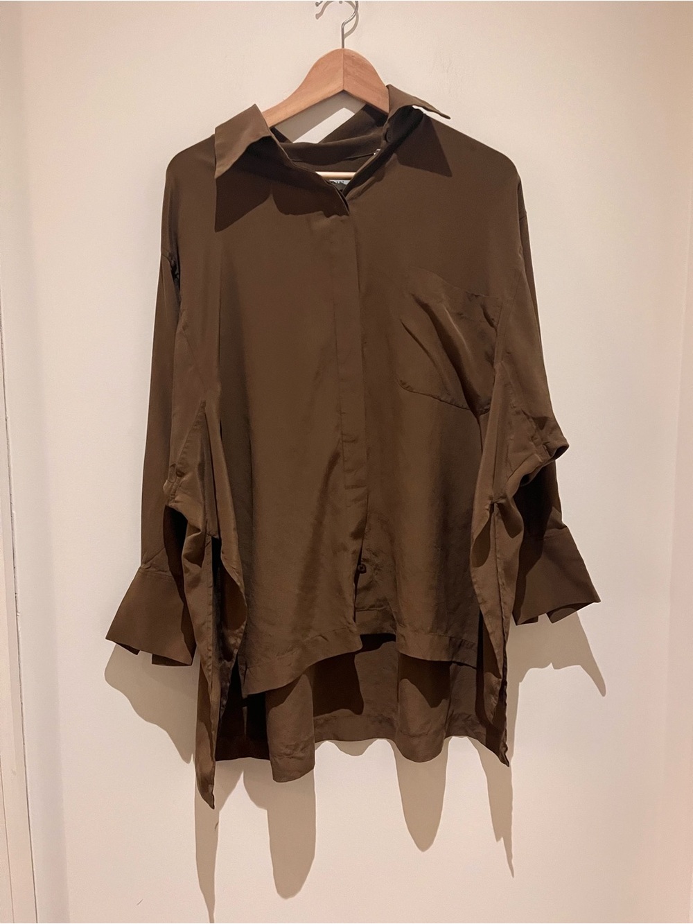 Equipment 100% SIlk Oversized Boxy Fit Brown Blouse M